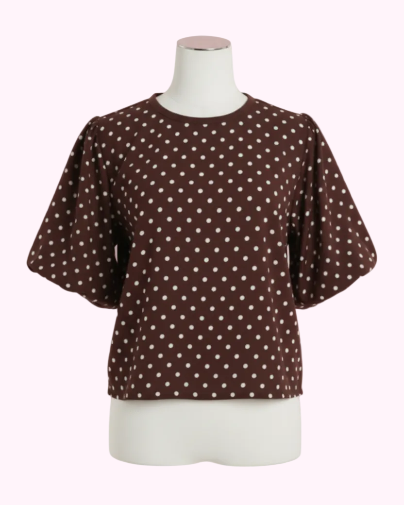 Brun polka dot bluse med afslappet pasform