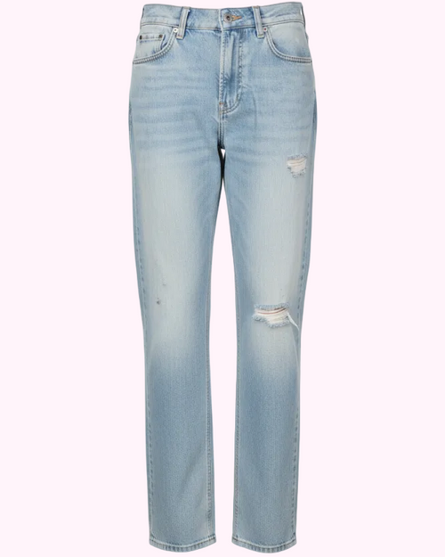 Jeans på mannequin med hvid baggrund